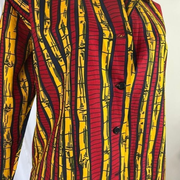 KINGSTON Striped African Print AnKara Button Down Shirt - US M/L - Picture 4 of 6